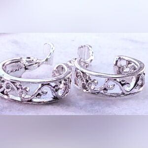 Monet Silver Clip-On Earrings